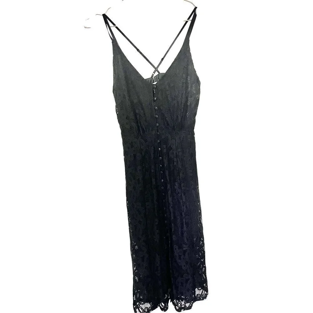 Y2K lace midi slip dress with buttons sz xxs